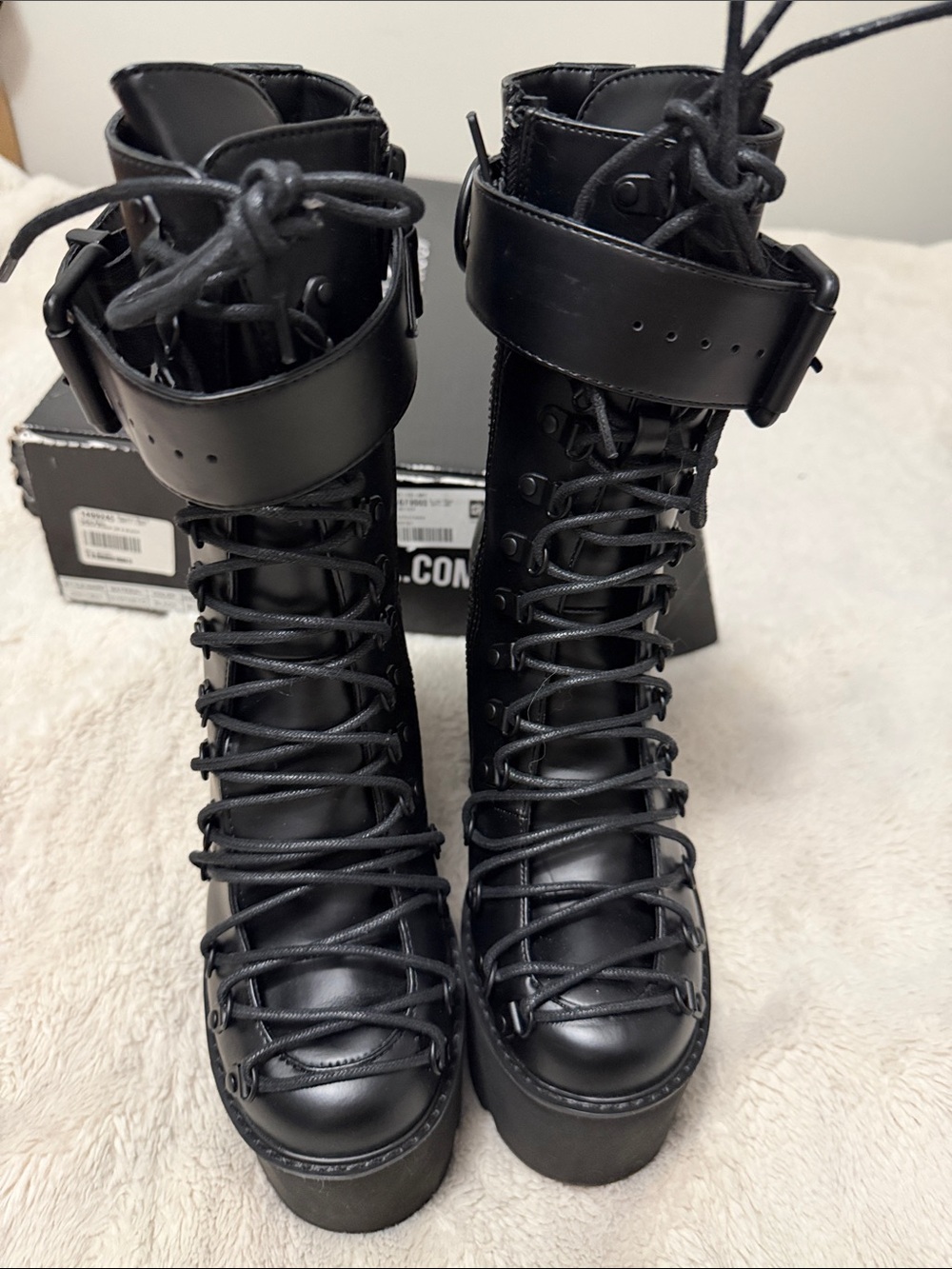 Current Mood | Traitor Black Platform Lace-Up Wedge Combat Boots | NIB | 9 - Picture 9 of 11